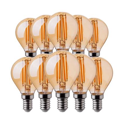 pack de 10 ampoules LED E14 V-TAC VT-1953-N - Ambre - Golf - IP20 - 4W - 350 Lumens - 2200K