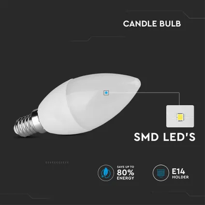 Ampoule LED E14 à culot V-TAC VT-1818-N - 3,7W - Blanc chaud - 3000K - SMD - 37x100mm - IP20 - Lot - de - 10 4