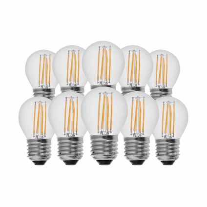 lot de 10 ampoules LED transparentes E27 V-TAC VT-1980-N - Filament - Globe - IP20 - 4W - 400 Lumens - 3000K