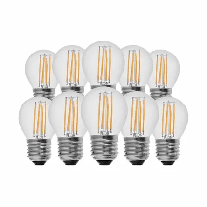lot de 10 ampoules LED transparentes E27 V-TAC VT-1980-N - Filament - Globe - IP20 - 4W - 400 Lumens - 3000K