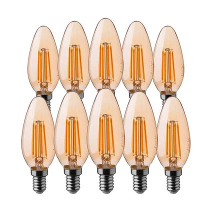 V-TAC VT-1955-N 10 Set E14 LED Lampen - Amber - Kaars - IP20 - 4W - 350 Lumen - 2200K