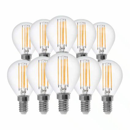 pack de 10 ampoules LED E14 transparentes V-TAC VT-1996-N - claires - Golf - IP20 - 4W - 400 Lumens - 3000K