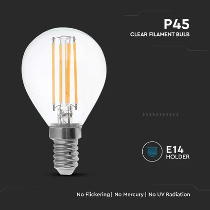pack de 10 ampoules LED E14 transparentes V-TAC VT-1996-N - claires - Golf - IP20 - 4W - 400 Lumens - 3000K 3