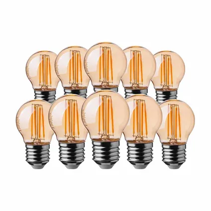 pack de 10 ampoules LED E27 V-TAC VT-1957-N - Ambre - Golf - IP20 - 4W - 350 Lumens - 2200K