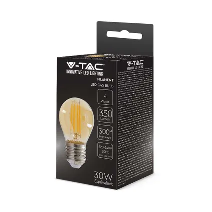 pack de 10 ampoules LED E27 V-TAC VT-1957-N - Ambre - Golf - IP20 - 4W - 350 Lumens - 2200K 5