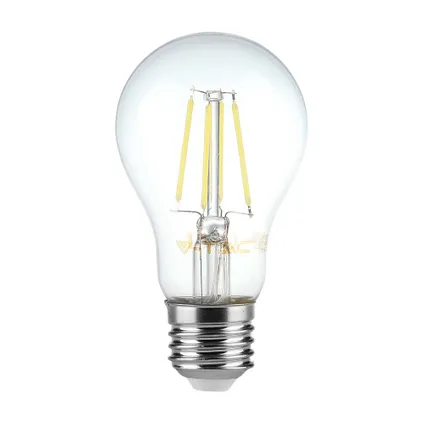 lot de 10 ampoules LED transparentes E27 V-TAC VT-1887-N - Filament - A60 - IP20 - 6W - 600 Lumens - 3000K 2