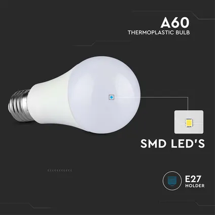 Ampoule LED E27 V-TAC VT-2099-N - 8.5W - Blanc - chaud - 3000K - SMD - Thermoplastique - 60x108mm - IP20 - Lot - 5
