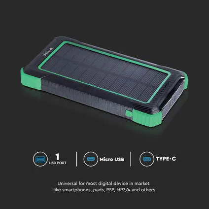 Chargeur solaire sans fil V-TAC VT-11111 - 10000mAh - Noir 8