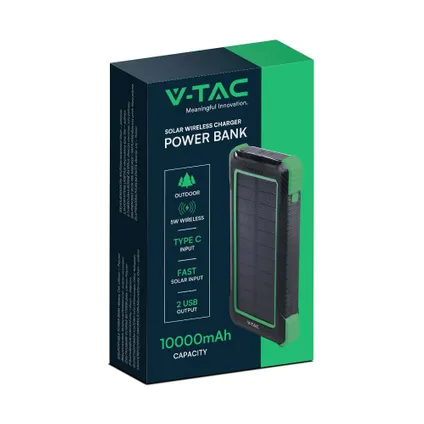 V-TAC VT-11111 Draadloze zonne-energie oplader - 10000mAh - Zwart 9