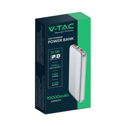 V-TAC VT-10000-W Oplaadbare Power Bank - 10000mAh - Wit 7