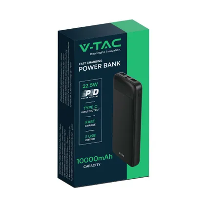 V-TAC VT-10005-B Oplaadbare Power Bank - 10000mAh - Zwart 7