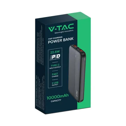 V-TAC VT-10000-B Oplaadbare Power Bank - 10000mAh - Zwart 7