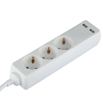 prises d'extension 3 voies V-TAC VT-1124-2 - USB - IP20 - Blanc - fil de 1,5 m 5