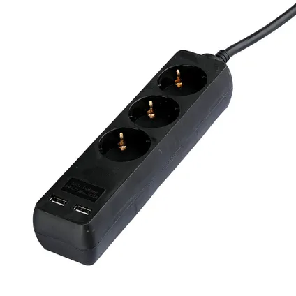 V-TAC VT-1125-5 3 Wegs verlengstekkerdozen - USB - Zwart - IP20 - 5 m draad 5