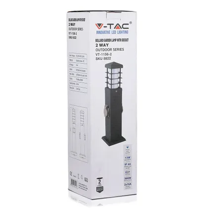 V-TAC VT-1156-2 2 Richtbare tuincontactdozen met E27 lampvoet - IP44 - Donker - Grijs 6
