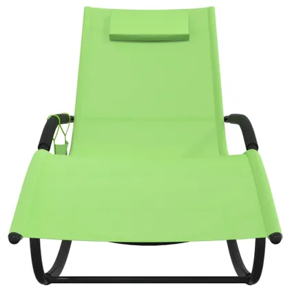 vidaXL Chaise longue à bascule Vert Acier et textilène 3