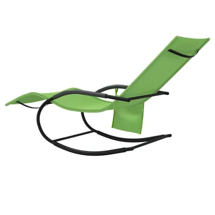 vidaXL Chaise longue à bascule Vert Acier et textilène 5