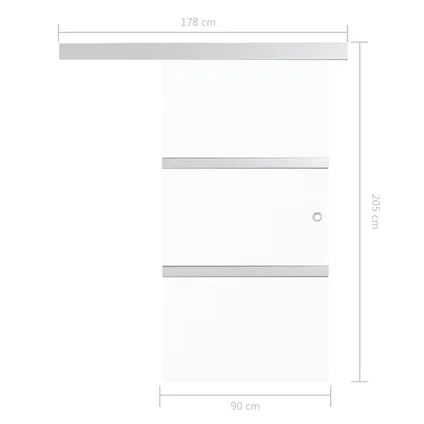 vidaXL Schuifdeur 90x205 cm ESG-glas en aluminium zilverkleurig 7