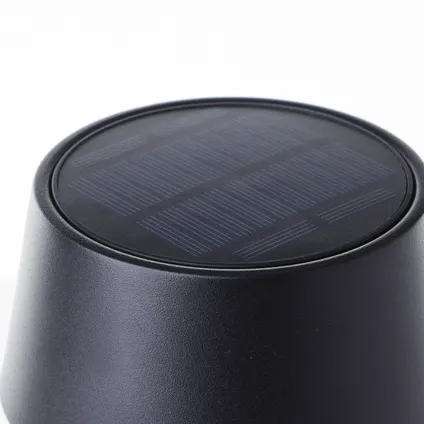 Brilliant solar tafellamp Picco zwart ⌀12,5cm USB 4W 9