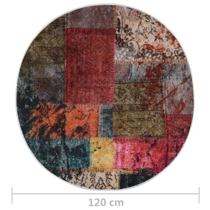 vidaXL Tapis lavable antidérapant Patchwork φ120 cm Multicolore 5