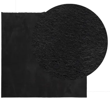 vidaXL Tapis à poils courts doux et lavable noir 160x160 cm 3