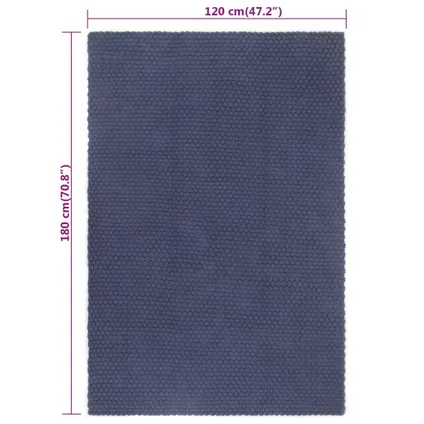vidaXL Vloerkleed rechthoekig 120x180 cm katoen marineblauw 6