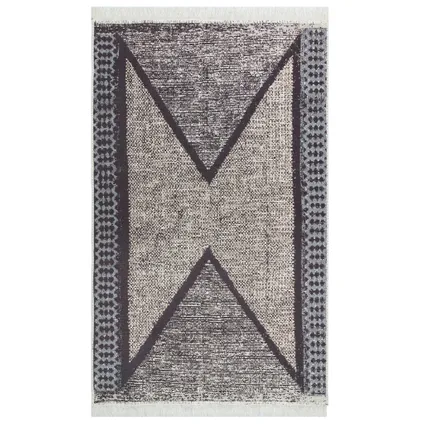 vidaXL Tapis Noir et gris 160x230 cm Coton 2