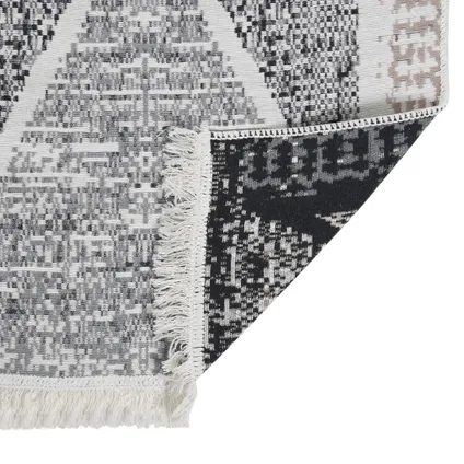 vidaXL Tapis Noir et gris 120x180 cm Coton 5