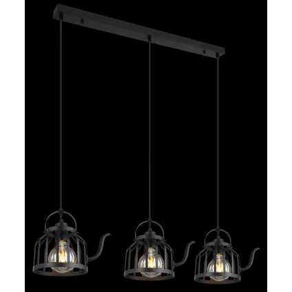 Globo Hanglamp Susanna metaal zwart 3x E27 2