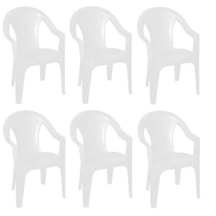 4goodz Isola 6x chaises de jardin empilables blanches - gain de place