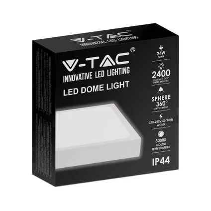 V-TAC VT-8624W-SQ LED vierkante plafonnière - 295mm - IP44 - Wit - 24W - 2400 Lumen - 6500K 4