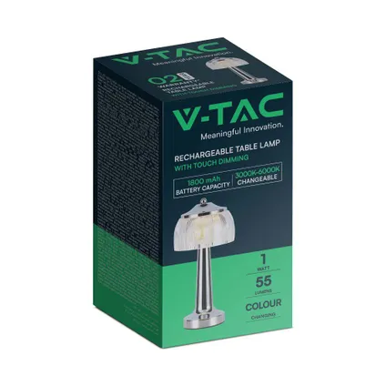 V-TAC VT-1048-FG Gouden Oplaadbare tafellamp - Frans - IP20 - 1W - 55 Lumen - 3IN1 8