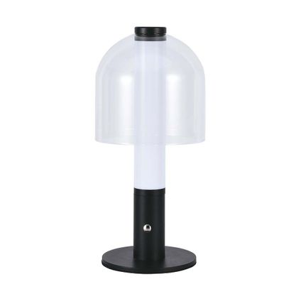 V-TAC VT-1056-BT Oplaadbare tafellamp - Zwart+Transparant - IP20 - 2W - 100 Lumen - 3IN1