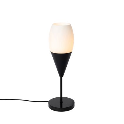 QAZQA Lampe de table moderne noire avec verre opale - Drop