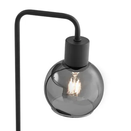 QAZQA Art Deco tafellamp zwart met smoke glas - Vidro 2