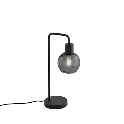 QAZQA Art Deco tafellamp zwart met smoke glas - Vidro 5