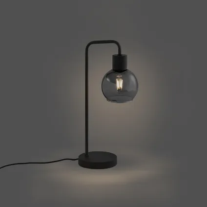 QAZQA Art Deco tafellamp zwart met smoke glas - Vidro 9
