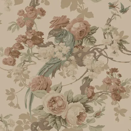 ESTAhome behang bloemen en vogels beige - 50 x 900 cm - 139808 6