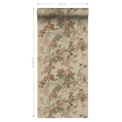 ESTAhome behang bloemen en vogels beige - 50 x 900 cm - 139808 7