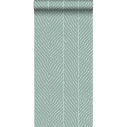 Walls4You behang visgraat-motief mintgroen - 0,53 x 10,05 m - 935323