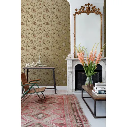 ESTAhome behang vintage bloemen goud en terracotta roze - 0.53 x 10.05 m - 139762 5