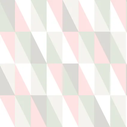 Walls4You behang grafisch geometrische driehoeken groen, roze en grijs 5