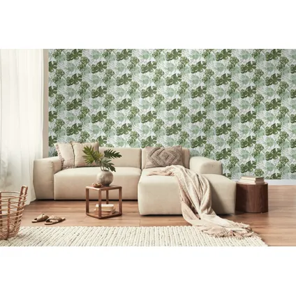 Walls4You behang tropische bladeren groen grijs - 53 cm x 10,05 m - 935294 2