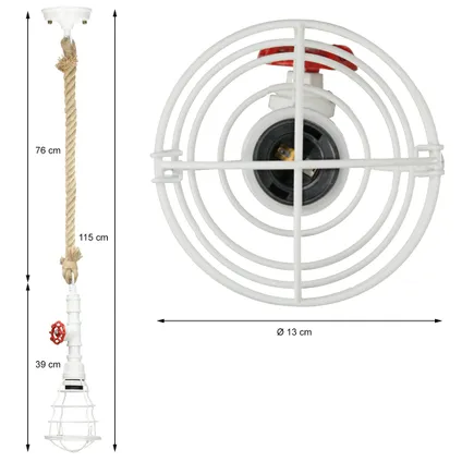 Hanglamp Brandweerslang Pendant Light| 115 cm | Wit 6