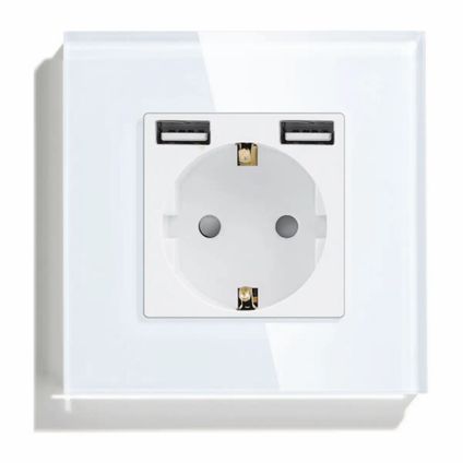 SmartinHuis - Enkelvoudig stopcontact met USB A + A - Wit