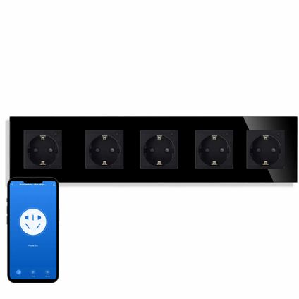 SmartinHuis - Slim vijfvoudig stopcontact - Zwart