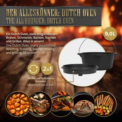 BBQ#BOSS Dutch Oven Set BBQ 9L , gebakken gietijzeren vuurpot 6