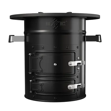 BBQ#BOSS rocket cooker met grillpan, draagtas, zwart, + 3-delige gietijzeren pannenset 5