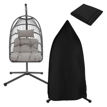 Chaise suspendue ML-Design fauteuil œuf intérieur/extérieur coussin gris + housse noir
