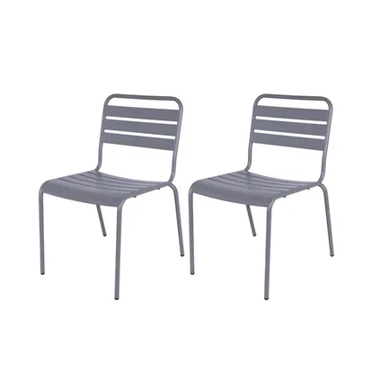 MaximaVida chaise de jardin en métal Max XXL gris-souris - 2 pièces